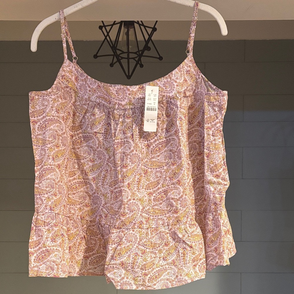 NWT J. Crew Crinkle cotton tank in beach paisley